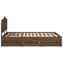 vidaXL Ágykeret fiókkal tárolóval Barna Tölgy 150 x 200 cm Mérnöki Fa