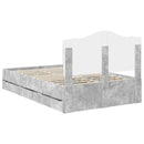 vidaXL Ágykeret fiókkal tárolóval Beton Szürke 135 x 190 cm Mérnöki Fa
