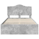 vidaXL Ágykeret fiókkal tárolóval Beton Szürke 135 x 190 cm Mérnöki Fa