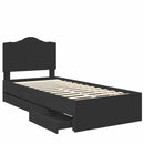vidaXL Ágykeret fiókkal fejtámlával Fekete 75 x 190 cm Mérnöki Fa