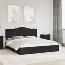 vidaXL Tárolós Ágy fejtámlával fiókkal Fekete 200 x 200 cm Faanyag