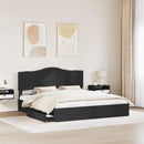 vidaXL Tárolós Ágy fejtámlával fiókkal Fekete 200 x 200 cm Faanyag