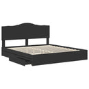 vidaXL Tárolós Ágy fejtámlával fiókkal Fekete 200 x 200 cm Faanyag
