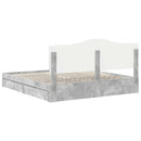 vidaXL Tárolós Ágy fejtámlával Beton Szürke 200 x 200 cm Faanyag