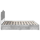 vidaXL Tárolós Ágy fejtámlával Beton Szürke 200 x 200 cm Faanyag