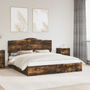vidaXL Tárolós Ágy fejtámlával Füstölt tölgy 180 x 200 cm Faanyag