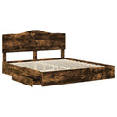 vidaXL Tárolós Ágy fejtámlával Füstölt tölgy 180 x 200 cm Faanyag