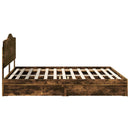 vidaXL Tárolós Ágy fejtámlával Füstölt tölgy 180 x 200 cm Faanyag