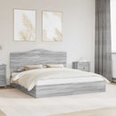 vidaXL Tárolós Ágy fejtámlával Szürke Sonoma 180 x 200 cm Faanyag