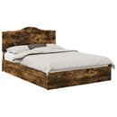 vidaXL Tárolós Ágy fejtámlával Füstölt tölgy 160 x 200 cm Faanyag