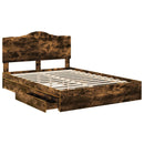 vidaXL Tárolós Ágy fejtámlával Füstölt tölgy 160 x 200 cm Faanyag