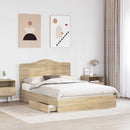 vidaXL Tárolós Ágy fejtámlával Sonoma tölgy 150 x 200 cm Faanyag