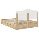 vidaXL Tárolós Ágy fejtámlával Sonoma tölgy 150 x 200 cm Faanyag