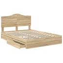 vidaXL Tárolós Ágy fejtámlával Sonoma tölgy 140 x 200 cm Faanyag