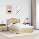 vidaXL Tárolós Ágy fejtámlával Sonoma tölgy 135 x 190 cm Faanyag