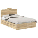 vidaXL Tárolós Ágy fejtámlával Sonoma tölgy 135 x 190 cm Faanyag