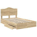 vidaXL Tárolós Ágy fejtámlával Sonoma tölgy 135 x 190 cm Faanyag