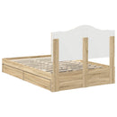 vidaXL Tárolós Ágy fejtámlával Sonoma tölgy 135 x 190 cm Faanyag