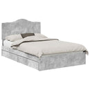 vidaXL Tárolós Ágy fejtámlával Beton Szürke 135 x 190 cm Faanyag