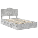 vidaXL Tárolós Ágy fejtámlával Beton Szürke 135 x 190 cm Faanyag