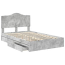 vidaXL Tárolós Ágy fejtámlával Beton Szürke 135 x 190 cm Faanyag