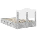 vidaXL Tárolós Ágy fejtámlával Beton Szürke 135 x 190 cm Faanyag
