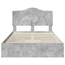 vidaXL Tárolós Ágy fejtámlával Beton Szürke 135 x 190 cm Faanyag