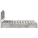 vidaXL Tárolós Ágy fejtámlával Beton Szürke 135 x 190 cm Faanyag