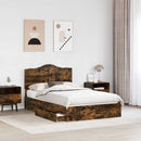 vidaXL Tárolós Ágy fejtámlával Füstölt tölgy 135 x 190 cm Faanyag