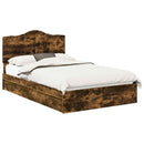 vidaXL Tárolós Ágy fejtámlával Füstölt tölgy 135 x 190 cm Faanyag
