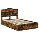 vidaXL Tárolós Ágy fejtámlával Füstölt tölgy 135 x 190 cm Faanyag