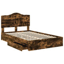 vidaXL Tárolós Ágy fejtámlával Füstölt tölgy 135 x 190 cm Faanyag