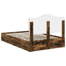 vidaXL Tárolós Ágy fejtámlával Füstölt tölgy 135 x 190 cm Faanyag