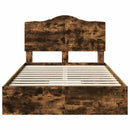 vidaXL Tárolós Ágy fejtámlával Füstölt tölgy 135 x 190 cm Faanyag