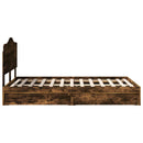 vidaXL Tárolós Ágy fejtámlával Füstölt tölgy 135 x 190 cm Faanyag