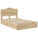 vidaXL Tárolós Ágy fejtámlával Sonoma tölgy 120 x 200 cm Faanyag