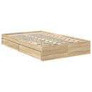 vidaXL Tárolós Ágy fejtámlával Sonoma tölgy 120 x 200 cm Faanyag