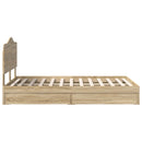 vidaXL Tárolós Ágy fejtámlával Sonoma tölgy 120 x 200 cm Faanyag