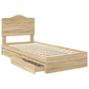 vidaXL Tárolós Ágy fejtámlával Sonoma tölgy 100 x 200 cm Faanyag