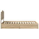 vidaXL Tárolós Ágy fejtámlával Sonoma tölgy 100 x 200 cm Faanyag