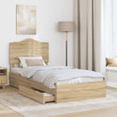 vidaXL Tárolós Ágy fejtámlával Sonoma tölgy 90 x 200 cm Faanyag