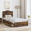vidaXL Tárolós Ágy fejtámlával Füstölt tölgy 90 x 200 cm Faanyag