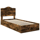 vidaXL Tárolós Ágy fejtámlával Füstölt tölgy 90 x 200 cm Faanyag
