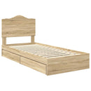 vidaXL Tárolós Ágy fejtámlával Sonoma tölgy 90 x 190 cm Faanyag