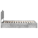 vidaXL Tárolós Ágy fejtámlával Beton Szürke 90 x 190 cm Faanyag