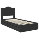 vidaXL Tárolós Ágy fiókkal fejtámlával Fekete 70 x 190 cm Faanyag