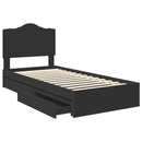 vidaXL Tárolós Ágy fiókkal fejtámlával Fekete 70 x 190 cm Faanyag