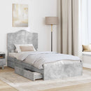 vidaXL Tárolós Ágy fiókkal tárolóval Beton Szürke 70 x 190 cm Faanyag