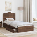 vidaXL Tárolós Ágy fiókkal fejtámlával Barna Tölgy 70 x 190 cm Faanyag