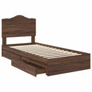 vidaXL Tárolós Ágy fiókkal fejtámlával Barna Tölgy 70 x 190 cm Faanyag